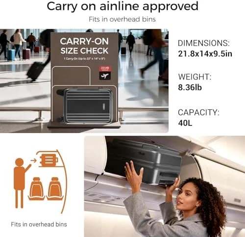 Top Opening Expandable Hard Shell Carry-On Suitcase — Smart Luggage, CASELLY