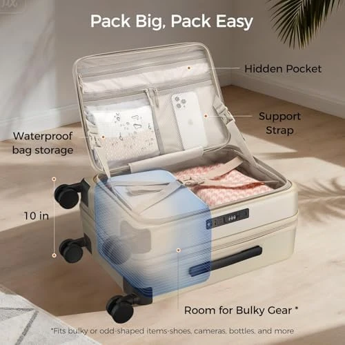Top Opening Expandable Hard Shell Carry-On Suitcase — Smart Luggage, CASELLY