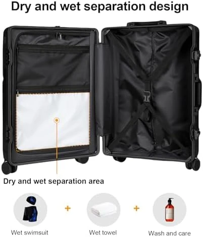 Zipperless Luggage, Aviation Certified, Polycarbonate Aluminum Hardshell, Expandable Carry-On with Spinner Wheels — Smart Luggage, AIWEINY