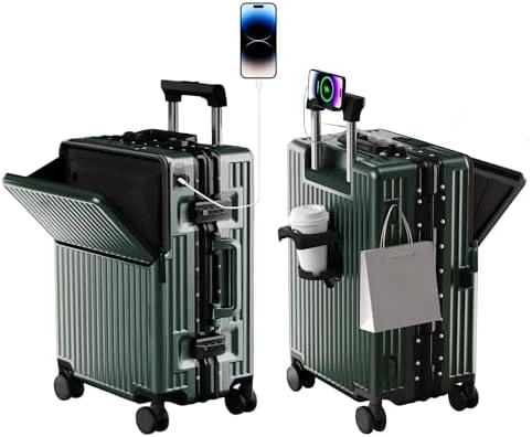 Zipperless Luggage, Aviation Certified, Polycarbonate Aluminum Hardshell, Expandable Carry-On with Spinner Wheels — Smart Luggage, AIWEINY