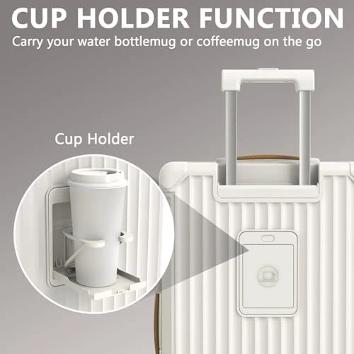 3 Piece Set Hardside Expandable Luggage with USB Charging Port and Cup Holder — Smart Luggage, Joyway