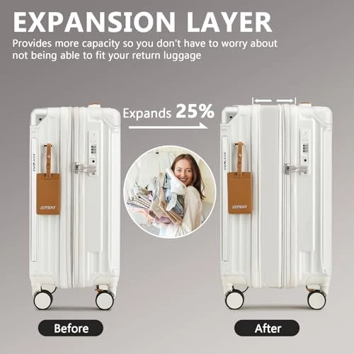 3 Piece Set Hardside Expandable Luggage with USB Charging Port and Cup Holder — Smart Luggage, Joyway