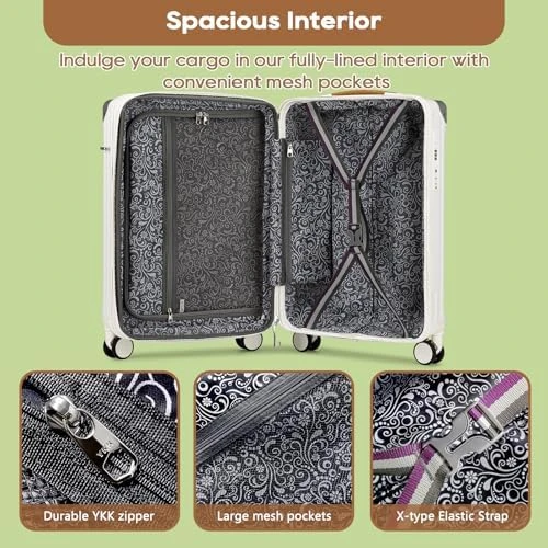 5 Piece Luggage Set with Cup Holder, Expandable Capacity, Includes Handbag, Anti Slip Wheels, Hook, Smart Carry On... — Smart Luggage, Joyway