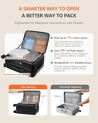 Carry On Luggage with Aluminum Frame, Cup Holder, USB Charging, and 360° Spinner Wheels — Smart Luggage, ISLAND ELEPHANT