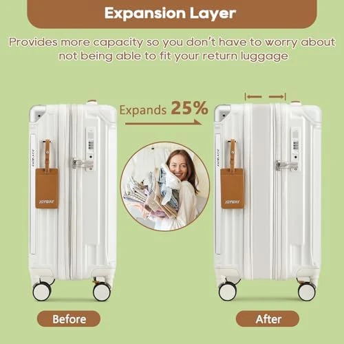 Carry On Luggage with Cup Holder and USB Port, Expandable Capacity, Smart Suitcase with Anti Slip Wheels and Handbag, 3... — Smart Luggage, Joyway