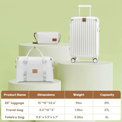 Carry On Luggage with Cup Holder and USB Port, Expandable Capacity, Smart Suitcase with Anti Slip Wheels and Handbag, 3... — Smart Luggage, Joyway