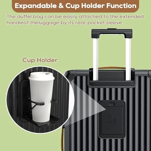 Carry On Luggage with Cup Holder and USB Port, Expandable Capacity, Smart Suitcase with Anti Slip Wheels and Handbag, 3... — Smart Luggage, Joyway