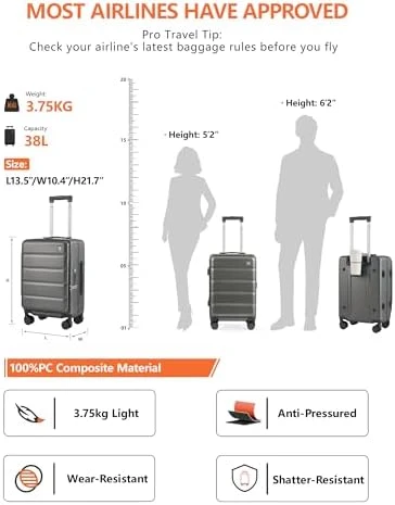Carry On Luggage with Cup Holder, USB Charge, Side Pothook, 360° Spinner Wheels, TSA Lock — Smart Luggage, ISLAND ELEPHANT