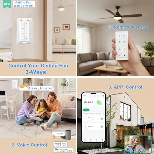 Ceiling Fan Remote Control Kit with Light Dimmer — Smart Fan, UBORSY
