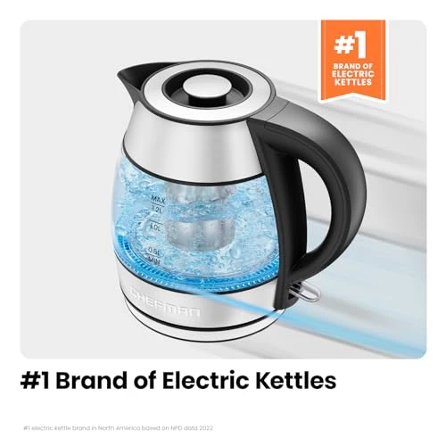 Electric Kettle with Infuser, Auto Shut Off, and LED Light — Electric Kettle, Chefman
