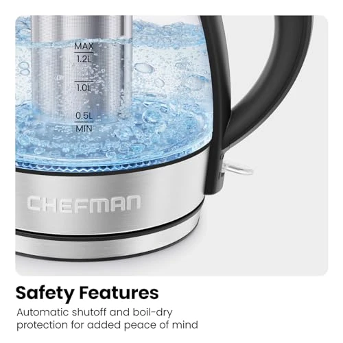 Electric Kettle with Infuser, Auto Shut Off, and LED Light — Electric Kettle, Chefman