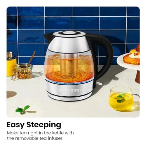 Electric Kettle with Infuser, Auto Shut Off, and LED Light — Electric Kettle, Chefman