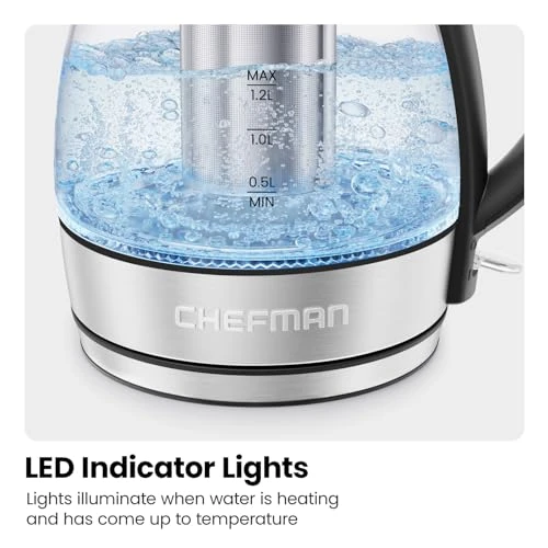 Electric Kettle with Infuser, Auto Shut Off, and LED Light — Electric Kettle, Chefman