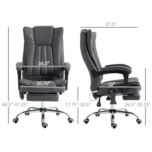 6 Point Vibration Massage Office Chair with Heat, Adjustable Height, Reclining Backrest and Retractable Footrest — Smart Chairs, Vinsetto