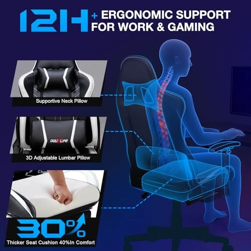 7-Point Massage Gaming Chair with Footrest — Smart Chairs, Douxlife