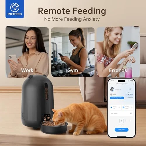 Automatic Cat Feeder with App Control, Dual Power Backup, Slow Feeding Mode, and 3L Capacity — Automatic Pet Feeder, PAPIFEED