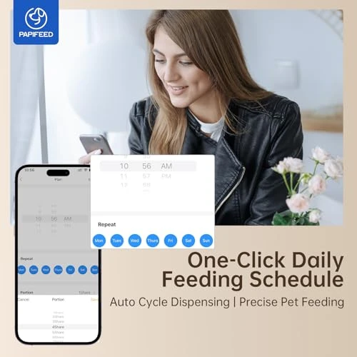 Automatic Cat Feeder with App Control, Dual Power Backup, Slow Feeding Mode, and 3L Capacity — Automatic Pet Feeder, PAPIFEED