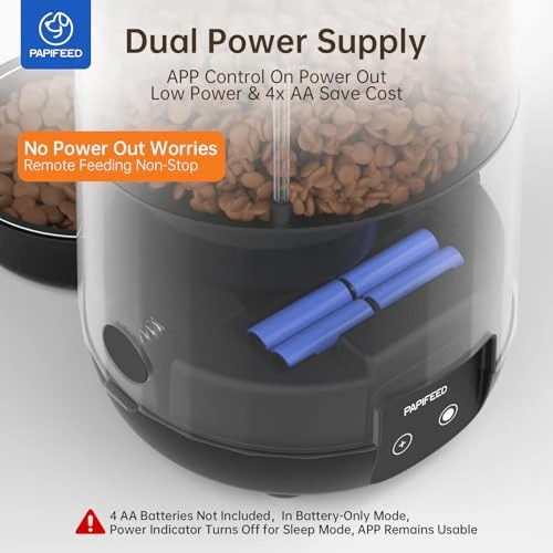 Automatic Cat Feeder with App Control, Dual Power Backup, Slow Feeding Mode, and 3L Capacity — Automatic Pet Feeder, PAPIFEED