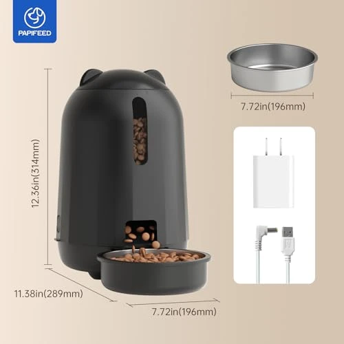 Automatic Cat Feeder with App Control, Dual Power Backup, Slow Feeding Mode, and 3L Capacity — Automatic Pet Feeder, PAPIFEED