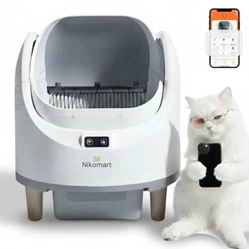 Open-Top Automatic Litter Box with App Control and Fragrance Dispenser — Self-Cleaning Litter Box, NIKOMART