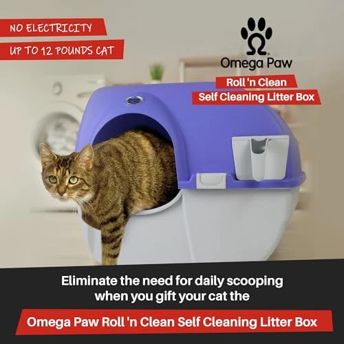 Roll 'n Clean Automatic Self Cleaning Litter Box with Enclosed Lid — Self-Cleaning Litter Box, Omega Paw