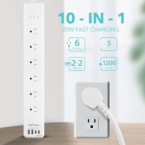 Smart WiFi Power Strip Surge Protector — Smart Plug, BN-LINK