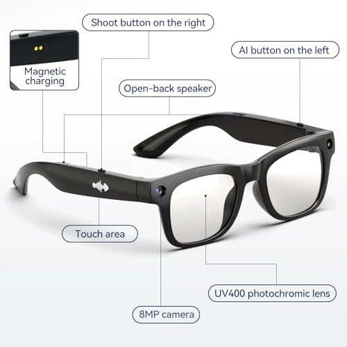 AI Smart Glasses with 4K HD Camera, Bluetooth Calls, and Photochromic Lenses — Smart Glasses, Hugur