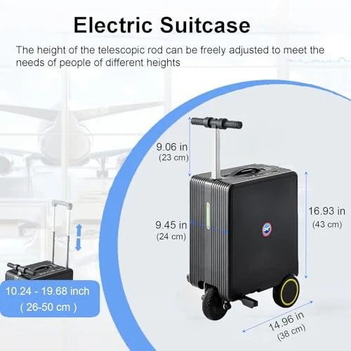 Electric Rideable Suitcase Scooter with TSA Lock and USB Port — Smart Luggage, ZGGJZKV