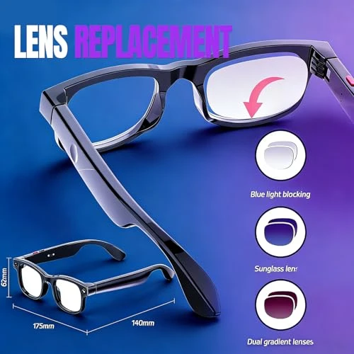 Smart Glasses with HD Camera, AI Assistant, AR Display, and Bone Conduction Speakers — Smart Glasses, UouNeaCo