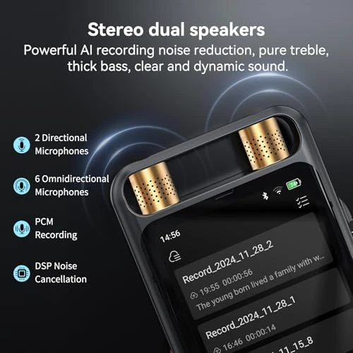 Voice Recorder with Transcription, Translation, and Touchscreen — Translator Device, Rpbznr