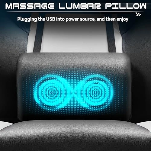 Big and Tall Gaming Chair with Footrest, Massage Lumbar Support, and Wide Seat — Smart Chairs, Meilocar