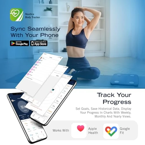 Body Tracker Digital Bathroom Scale — Smart Scale, Nautica