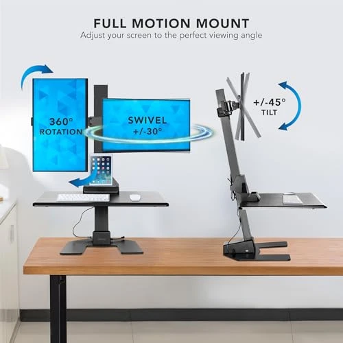 Double Monitor Electric Standing Desk Converter — Standing Desk, Mount-It!