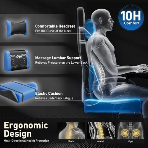 Ergonomic Gaming Chair with Massage Lumbar Support — Smart Chairs, HLDIRECT