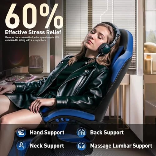 Ergonomic Gaming Chair with Massage Lumbar Support — Smart Chairs, HLDIRECT
