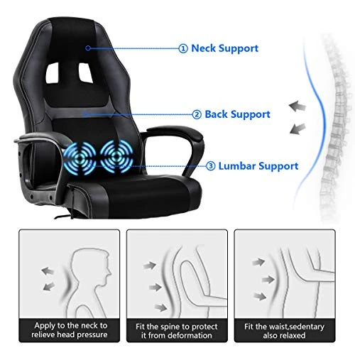 Gaming Chair with Massage, Ergonomic High Back, Adjustable — Smart Chairs, Dkeli