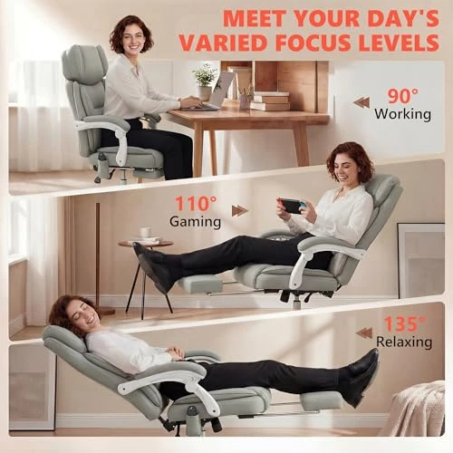 Massage Office Chair with Lumbar Heat, Ergonomic Executive Desk Chair with Adjustable Headrest, Vibration, Reclining,... — Massage Chairs, HOMCOM
