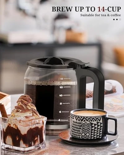 Programmable Drip Coffee Maker with Timer, Keep Hot Plate & Reusable Filter — Coffee Maker, Kismile
