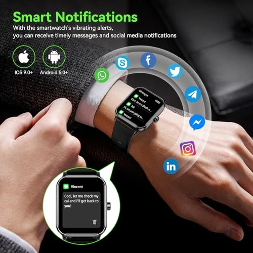 Smart Watch with Bluetooth Calls, 5 ATM Waterproof, 24/7 Health Monitoring — Smart Watch, QONBINK