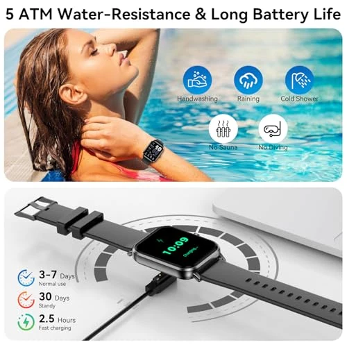 Smart Watch with HD Touchscreen and Bluetooth Calling — Fitness Tracker, Jacoosa