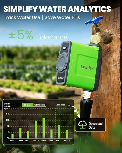WiFi Water Timer for Garden Hose, Smart Sprinkler Controller — Irrigation System, RainPoint