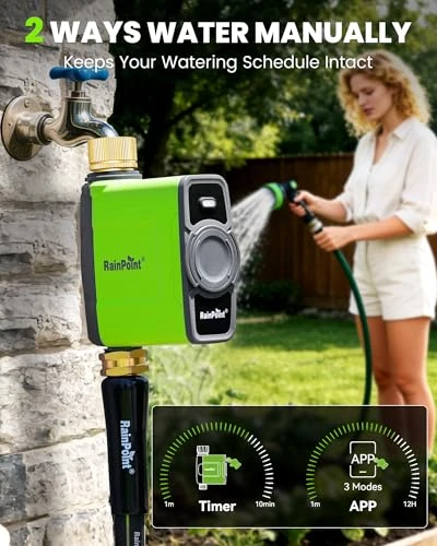 WiFi Water Timer for Garden Hose, Smart Sprinkler Controller — Irrigation System, RainPoint