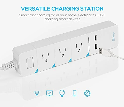 Smart Power Strip with Wi-Fi, Surge Protection, and Voice Control — Smart Plug, TORCHSTAR