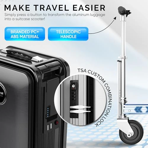 Rideable Electric Luggage Scooter — Smart Luggage, Space Suitcases