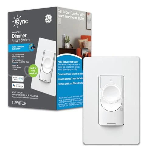 Multi-Location White Wi-Fi Touchless Illuminated Light Switch — Smart Switch, Cync
