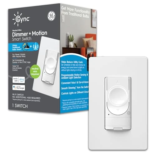 Multi-Location White Wi-Fi Touchless Illuminated Light Switch — Smart Switch, Cync