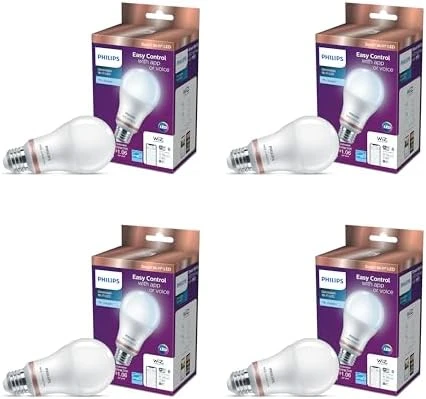 Smart 60W A19 Daylight LED Bulb 4-Pack — Smart Light Bulb, Philips