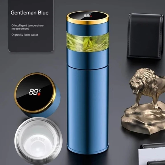 Stainless Steel Vacuum Mug with LED Temperature Display — Smart Water Bottle, Manjie