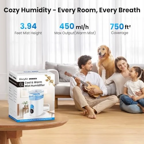 Quiet Top Fill Cool & Warm Mist Humidifier — Humidifier, GloryAir
