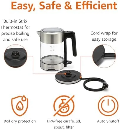 Electric Kettle with Glass Carafe — Electric Kettle, Amazon Basics